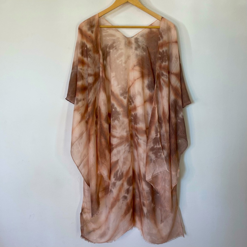Brown Tie-Dye Womens Swim Cover-Up Kaftan